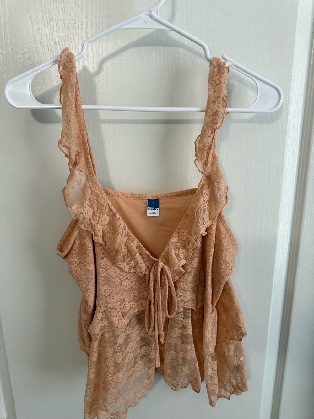 Old Navy Peach Lace Ruffle Tie-Front Camisole